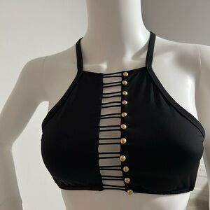 Kenneth Cole Black Crop Top with Gold Accents